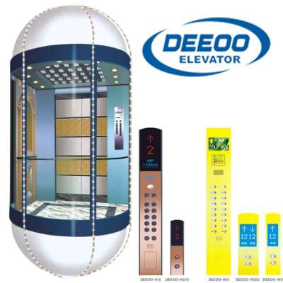 durable full sight small toughened curve glass elevator
